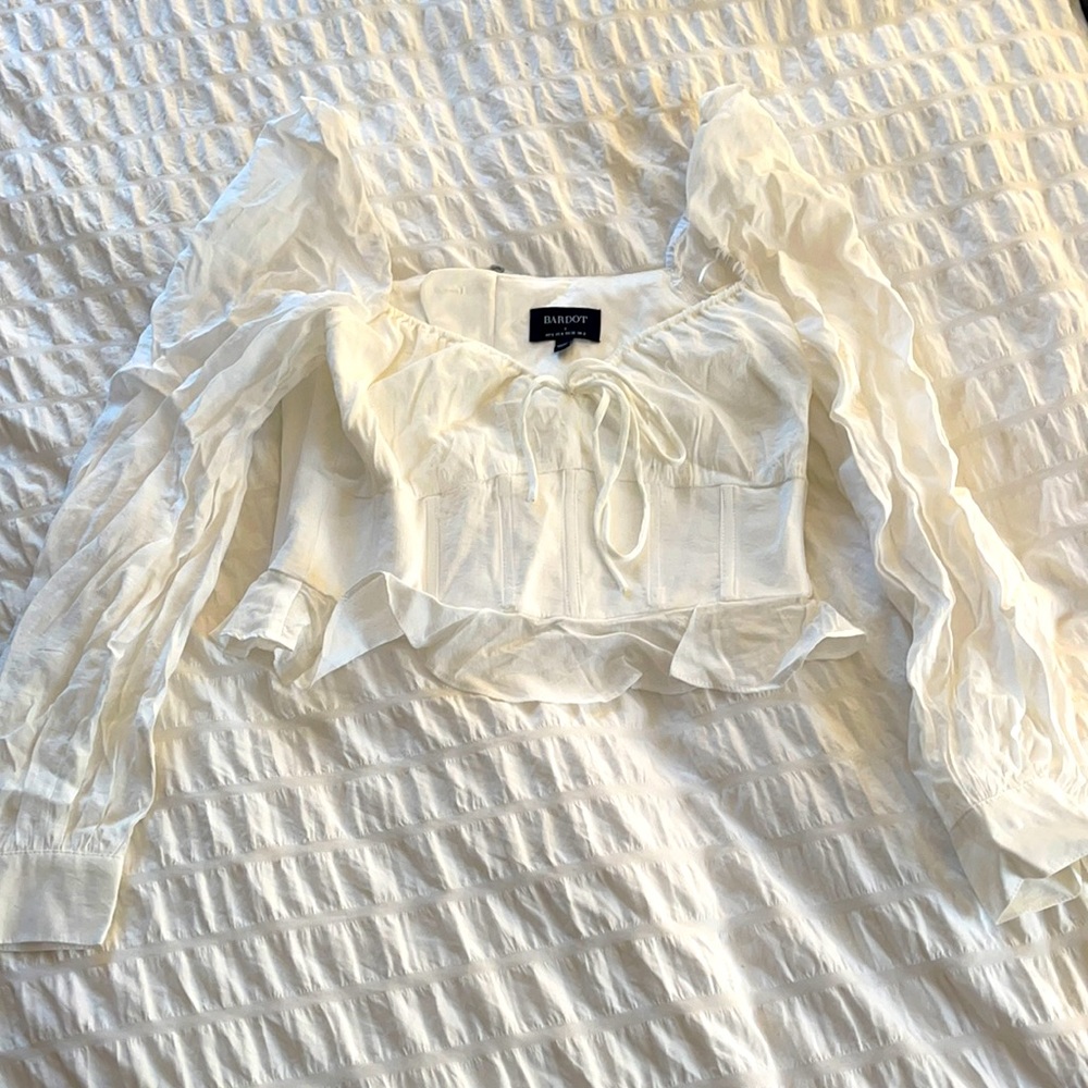 Bardot long sleeve cropped blouse